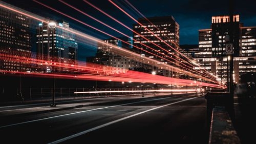 nightscape with vehicle light trails